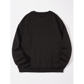 GORGLITTER Men's Letter Graphic Sweatshirt Casual Crew Neck Sweatshirt Long Sleeve Pullovers Top Black Medium