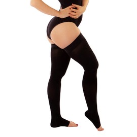 RIEMTEX Compression Stockings Class 2 CCL2 Support Stockings Women and Men Open Lace Black and Beige Classic Series 7230, black
