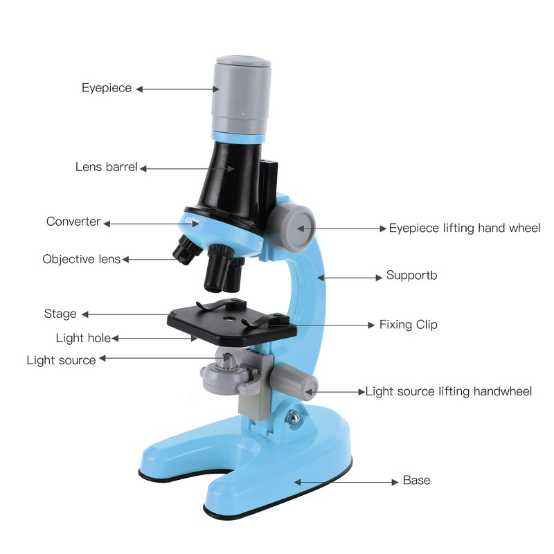 40X‑1200X High Definition Microscope Monocular Plastic Biological Microscope for ChildBlue