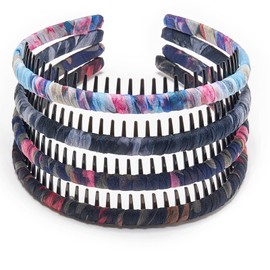 STHUAHE4PC Multicolor Protection Resin Teeth Comb Hair Hoop Hairband Headband Hair Accessories by Beauty hair (Multi-colored-No.24)