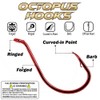 Octopus-Hook-Fishing-Beak-Circle-Hooks-Freshwater-Red-Black-100-50 Pack (1-Red, 4/0 50-Pack)