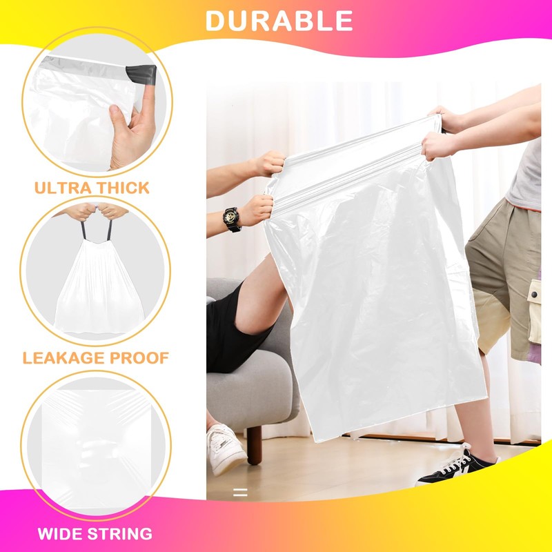 Homifest 2.6 Gallon Drawstring Trash Bags,40 Count White