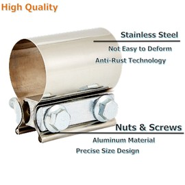 1.5" Stainless Steel Exhaust Clamp,Universal Muffler Clamp Button Joint,Anti-Rust&Corrosion Resistant,Band Clamp For Motorcycle,Car Exhaust System,Tube Conection,Pipe Repair,Repalcment,2Pcs,Butt Clamp