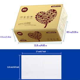 6 Packs Disposable Soft Facial Tissue, Small Napkin, Toilet Paper -Bag Cover NOT Box, Material Native Wood Pulp Fiber NOT COTTON, White Facial Paper Tissue, 4-Ply, 420 Sheets per Pack