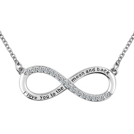 KunBead I Love You to the Moon and Back Infinity Birthday Necklace for Mom Daughter Grandma Granddaughter Nana Auntie Wife Sister Best Friend