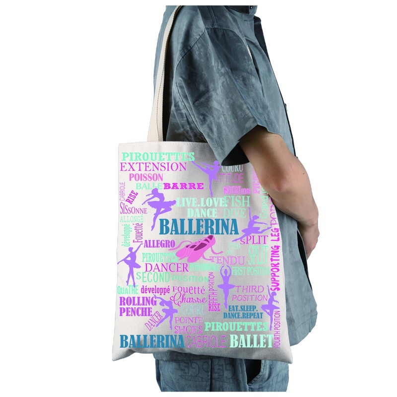 FEELMEM Ballerina Ballet Tote Bag Ballet Lovers Gift Ballet Canvas