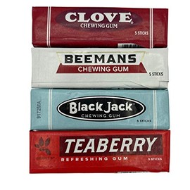 Nostalgic Retro Classic Chewing Gum Variety Black Jack, Beeman's, Clove and Teaberry ~ 1 Pack of Each Flavor