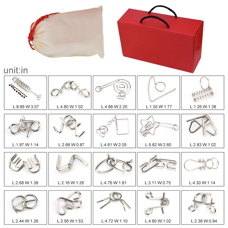 20pcs Metal Wire Puzzles Set IQ Puzzle Mind Brain Teasers