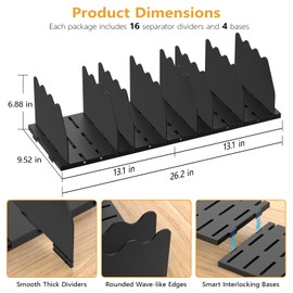 Ronlap Purse Storage Organizer for Closet, Black Closet Bag Storage Dividers Rack Shelf Purse Dividers for Closet Organization Handbag Separators Closet Purse Organizers and Storage, 4 Pack, Black