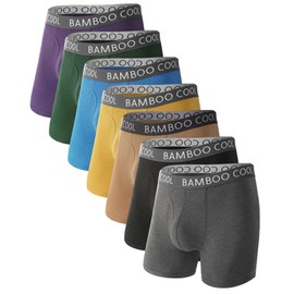 BAMBOO COOL Men's Ultra ComfortSoft Underwear, Moisture Wicking & Breathable No Ride Up Boxer Briefs with Fly, Multipack