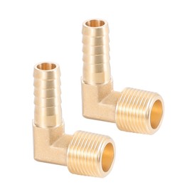 Enoch's Land Brass Hose Barb,90 Degree Elbow,3/8" Barb x 3/8" NPT Male,Brass Barb for Water/Fuel/Air (Pack of 2)