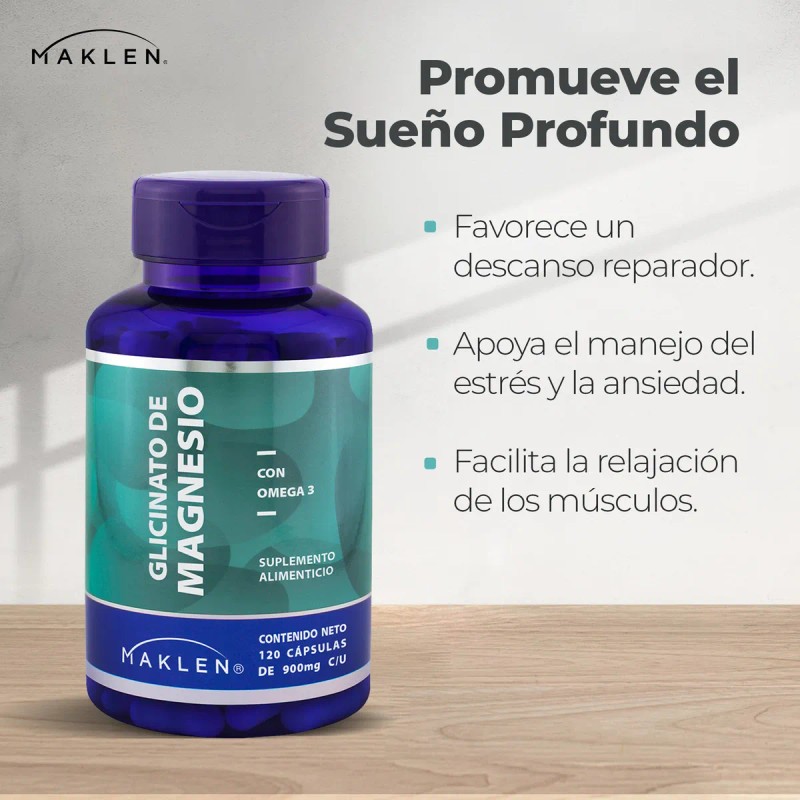 Glicinato de magnesio y omega 3 120 capsulas Maklen