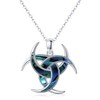 Midir&Etain Abalone Necklace for Women Men 925 Sterling Silver Abalone Celtic Pendant Necklace Norse Mythology Crescent Triple Horn of Odin Viking Necklace Amulet Jewelry Gifts