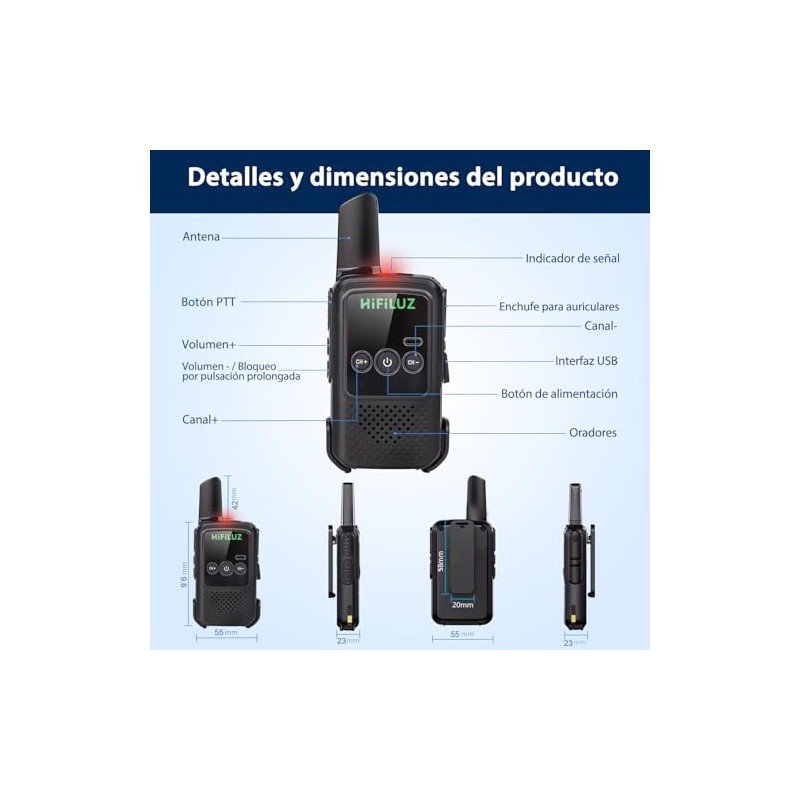 Walkie Talkie Radios de Comunicación Largo Alcance,16 Canales