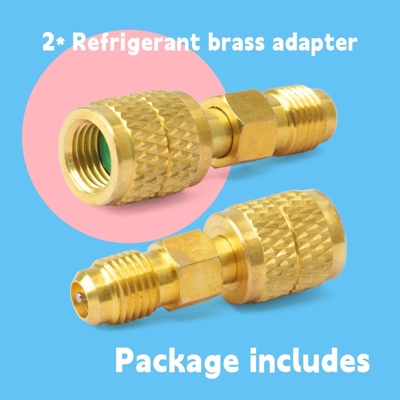 GLOXTED 2Pcs R32 R454B Brass Adapter 1/4 Inch Female to