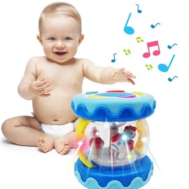 WSJKPA Baby Toys Carousel Rotating Light Up Infant Toys 18+ Months, Tummy Time Toys for Babies 18-36 Months, Musical Crawling Toy for Toddlers 2 3 Years Old (Blue)
