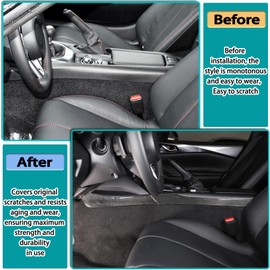 Hudiriy Real Soft Carbon Fiber Gear Shift Side Panel Cover Trim Compatible with Mazda MX-5 2016-2023, Center Console Transmission Decorative Decals Interior Protection Accessories