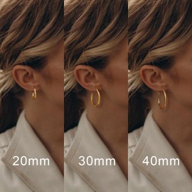 14K Gold Plated Hoop Earrings for Women 14k Gold Plated Earrings Lightweight Earrings Hoops 20mm/30mm/40mm (20MM)