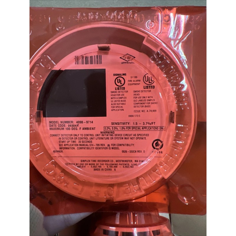 Simplex Model Number 4098-9714 Smoke Detector Sensor