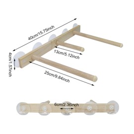 Litewoo Wood Bird Perch Parrot Stand Parrot Standing Bar Toy Parrot Bath Stands Suppllies Shower Perch with Wall Sucker (Burlywood)