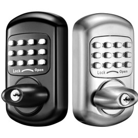EleMake Keyless Entry Door Lock W/Keypads Deadbolt Lock Keypad Door Knob 100% Mechanical - Black