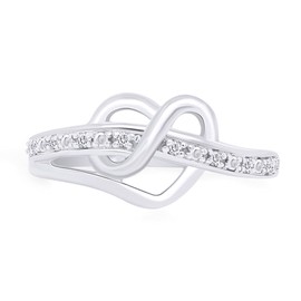 AFFY 1/20 cttw Round Cut Natural diamond 14k Gold Plated Sterling Silver Diamond Heart Infinity Ring, G-H Color, I1-I2 Clarity (white-gold-plated-silver, 8)