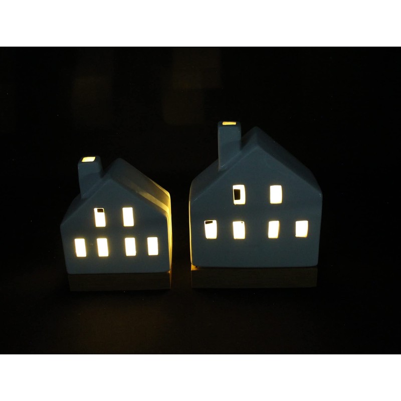 FRANK FLECHTWAREN LED House White, Set of 2, Dimensions: Height