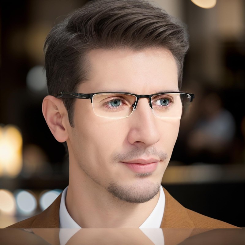 laureles Photochromic Reading Glasses for Men Business Square Metal Half