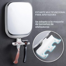 TAILI Espejo de ducha antivaho para afeitar, espejo de afeitado antivaho con soporte para maquinilla de afeitar SIN perforación, extraíble, inastillable y resistente al agua, accesorios de baño