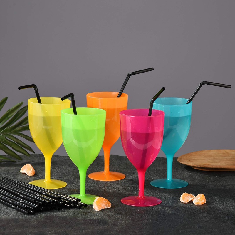 ALINK 200-Pack Black Plastic Flexible Straws, 0.23" x 7.75" disposable