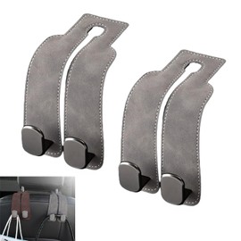 Pack of 2 Universal Car Hooks, Car Storage Hooks, Double Hooks for Car Seat Back, Suitable for Hanging Handbags, Shopping Bags, Umbrellas, Knick Knacks, Etc (Grey)