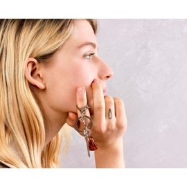 Genuine Baltic Amber Keyring Adult Unisex Souvenir Metal Clip, honey