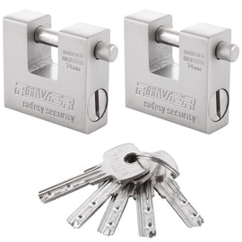 VIDETOL 2 Pcs Container Padlock with Keys, 74mm Heavy Duty Security Padlock, 12mm Thick Shackle, Anti Drill Cylinder, Steel Padlock for Container, Door, Shed, Lockers, Gates and Warehouses