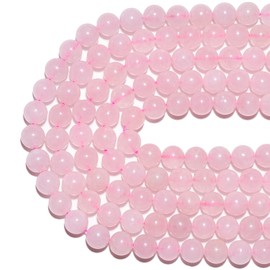 GRTBIZI Cuentas de Cuarzo Rosa Natural de 8 mm, Redondas y pulidas, Ideales para Hacer Pulseras y bisutería. Paquete de 15 Pulgadas.