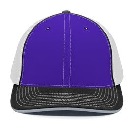 Pacific Headwear Standard Trucker Flexfit Cap, Purple/White/Black