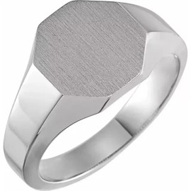 Paris Jewelry Sterling Silver Octagon Signet Ring
