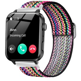 Blueshaweu Compatible for IOWODO R30 Pro Bands, Stretch Elastics Adjustable Strap Compatible with IOWODO R30 Pro/TOUCHELEX Gaea Series K802 1.28 Smart Watch/RLQA 54 1.83" Smart Watch (Bohe Rainbow)