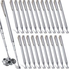 Patelai 24 Pieces Telescoping Magnetic Pick up Tool Grabbers Reacher Tools with Pocket Clip 25 Inch Telescopic Retrieving Magnet Gift for Man, Father, Mechanic, Handyman, Husband (Silver)