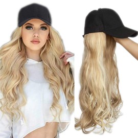 SEGO Hair Extension with Baseball Cap, Wig, Hair Extensions, Wavy Hairpiece Like Real Hair, Sandy Blonde & Blonde Bleaching #12P613