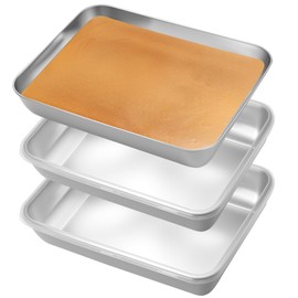 Breading Bowls Set, 3-Piece Stainless Steel Breading Tray, Rectangular Metal Baking Tray, Gastro Container, Bowls for Breading, Carvings, Meat, Fish (25.5 x 20 x 5.5 cm)