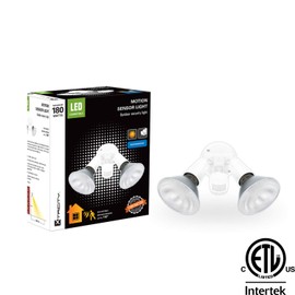 Xtricity LED Dual Head Motion Sensor Security Light, Outdoor Fixture, 2 Bulbs Included (18.5W, 5000K Daylight, 1400 Lumens), Dusk to Dawn, Weatherproof, ETL Certified, White (2 Bulbs Included)