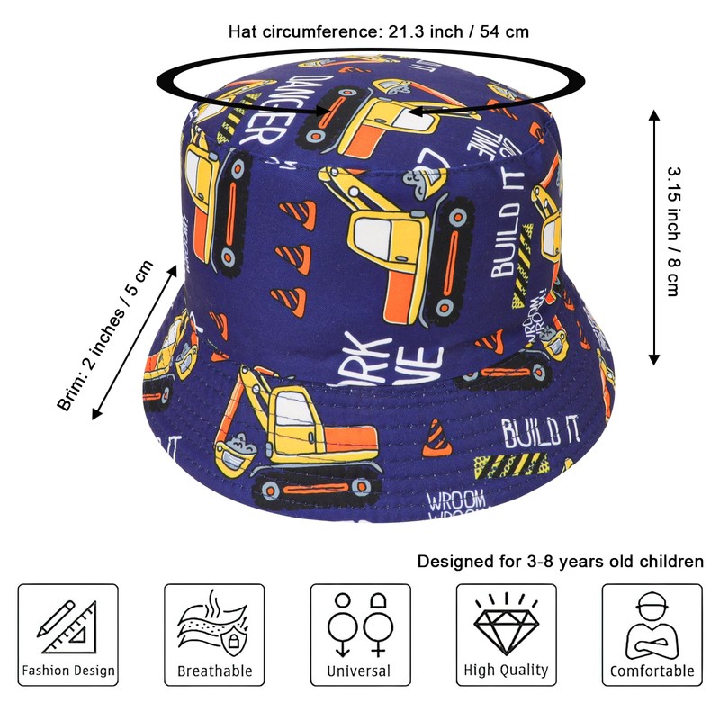 QKURT Kids Sun Hat, Summer Sun Protection Bucket Hat Reversible