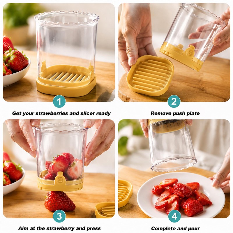 Creative Strawberry & Fruit Slicer | Detachable Cutter with Push