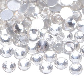 NCB Nancybeads 288pcs Flatback Round Glass Nail Art Rhinestones Crystal for DIY Making Accessories Shoes, Clothes, Face Art, Bags, Manicure (Crystal, SS30 288pcs)