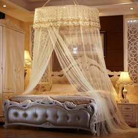 Delicate Fine Mesh Bed Canopy Mosquito Net (Beige)
