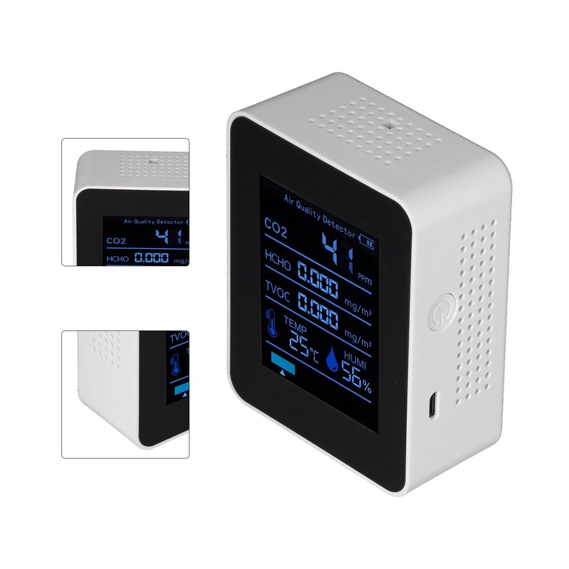 Digital Air Quality Monitor 3.7V Portable Carbon Dioxide Detector Temperature