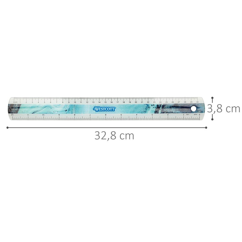 Westcott E-13300 Blue Plastic Ruler in Pouring Art and Marble