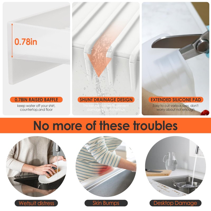 Silicone Sink Edge Protector ＆Splash Guards, Upgrade Multifunction Sink Accessorie,