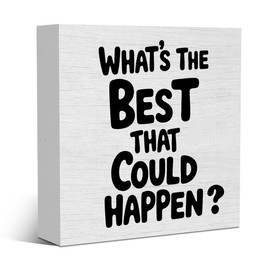 Positive Affirmations Office Desk Accessories Decor Rustic Wooden Box Sign Desk Decor for Home Friend Table Shelf Wall Living Room Bathroom Farmhouse Office Wood Block Plaque Box Work Sign