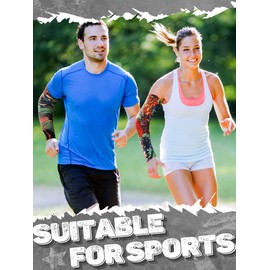 Geyoga 12 Pieces Tattoo Sleeves Set Fake Arm Sleeves Cover Realistic Soft Elasticity Arm Protection for Men Women Working (Modern Pattern,Plus Size)